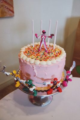 bolo de aniversário Power Rangers menina