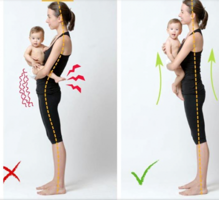 postura correta para dar colo para o bebê