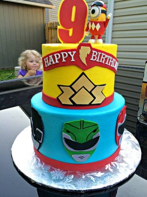 bolo de aniversário Power Rangers fake